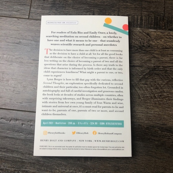 Second Thoughts ... a Novel by Lynn Berger (ARC) - Picture 2 of 2